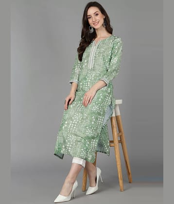 Vaamsi Pack of 1 Silk Blend Printed Straight Women's Kurti - ( Green )