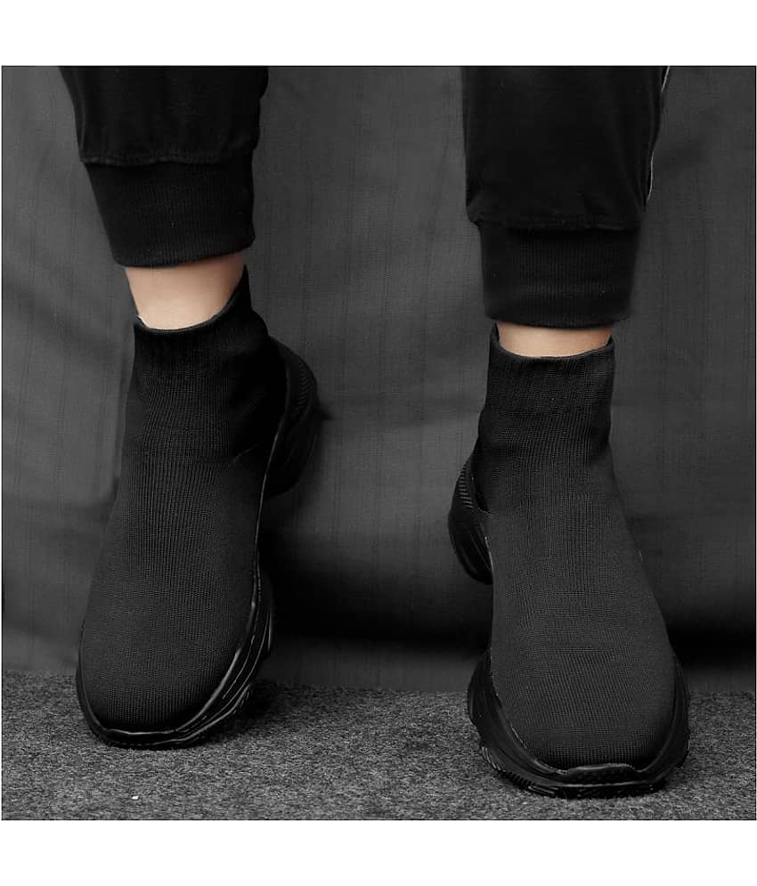 BXXY Long Socks Shoes Black Men's Sports Running Shoes