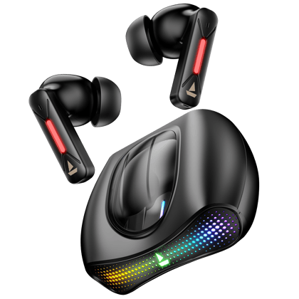 boAt Airdopes Drift | Wireless Earbdus Gaming Earbuds with 2x6mm Dual Drivers, Quad Mics with ENx and IWP Technology, LED Lights on Charging Case