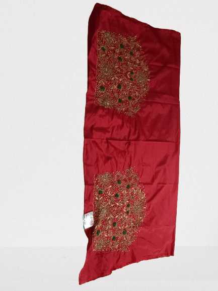 Red Embroidered Saree With Blouse Piece