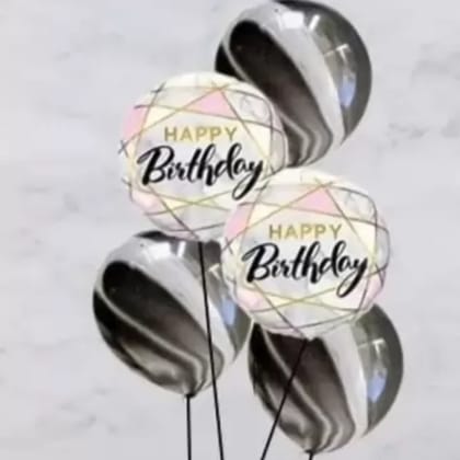 Marble Print Happy Birthday Balloons - 5PC Marble Print Happy Birthday Balloons - 5PC