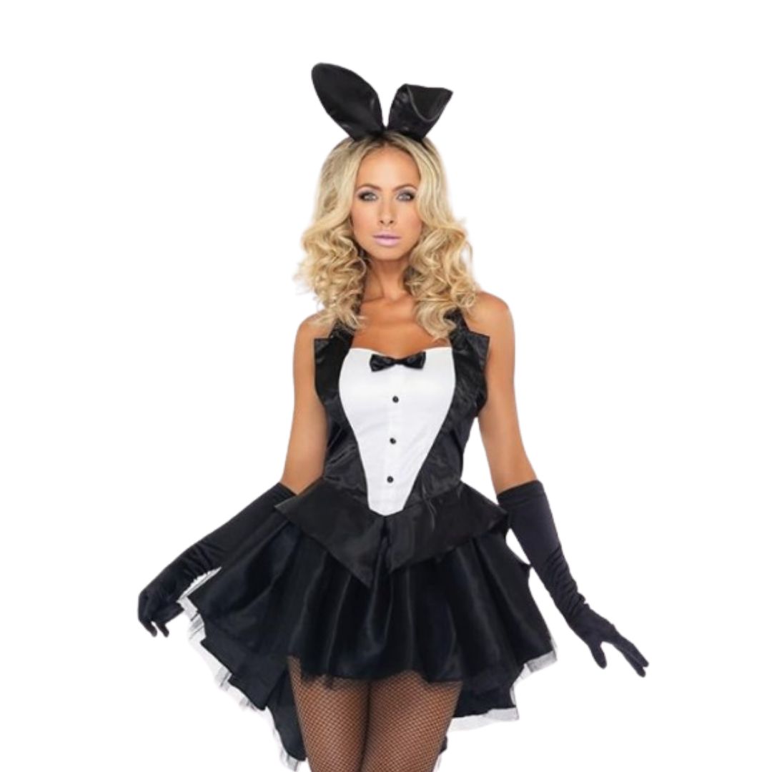 Wanna Party Adult Sexy Bunny Costume with Bunny Ears and Gloves - Size L (Bust - 88cm)