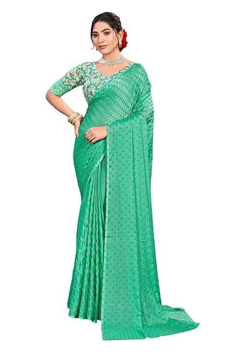 Women's Chiffon Saree with Georgette Blouse