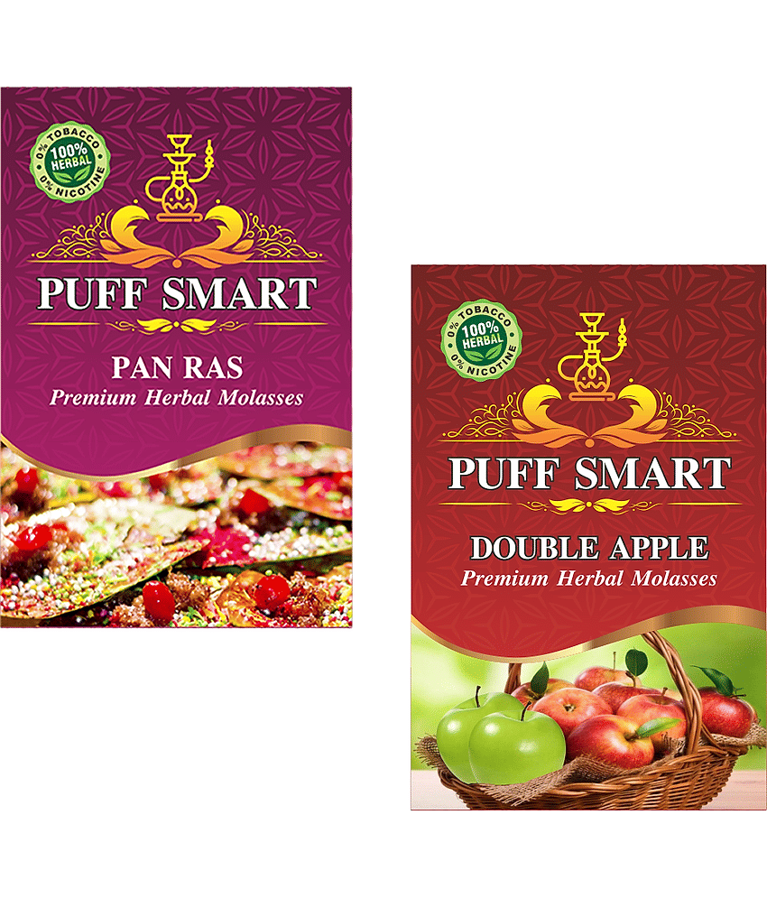 puffsmart hookah flavour pan ras & double apple . pack of 2. 50g each