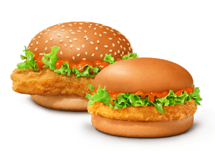 Korean Chicken Surprise Burger + Korean Mc Spicy Chicken Burger