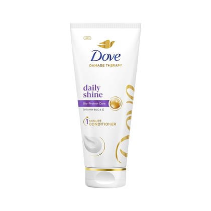Dove Daily Shine 1-min Conditioner with Bio-Protein Care and Vitamin B6,C & E for dull hair, for upto 72 hours^ of effortlessly detangled and visibly radiant hair, 175 ml