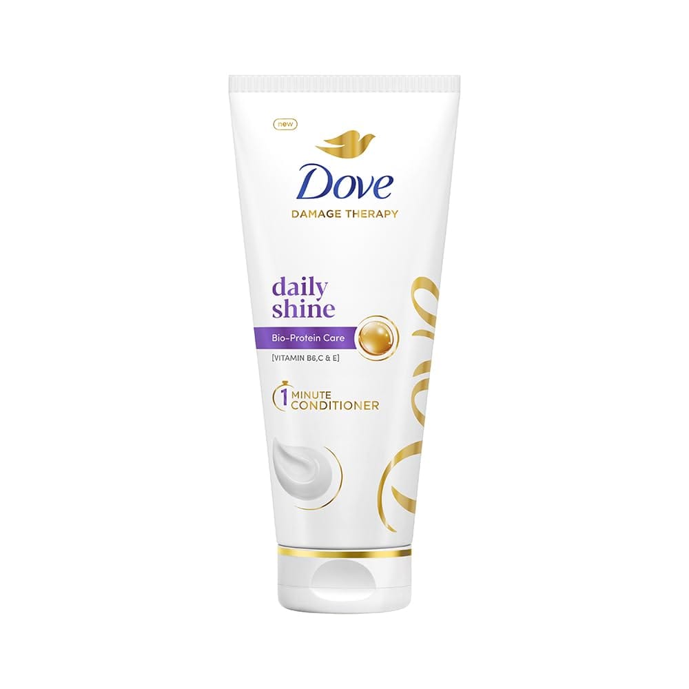 Dove Daily Shine 1-min Conditioner with Bio-Protein Care and Vitamin B6,C & E for dull hair, for upto 72 hours^ of effortlessly detangled and visibly radiant hair, 175 ml
