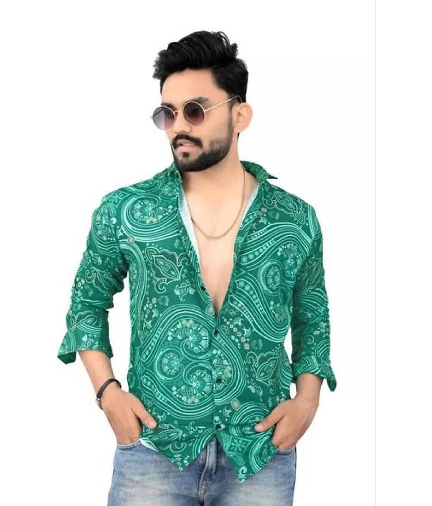 BOUGHT FIRST Cotton Blend Regular Fit Half Sleeves Men's Formal Shirt - Green ( Pack of 1 )