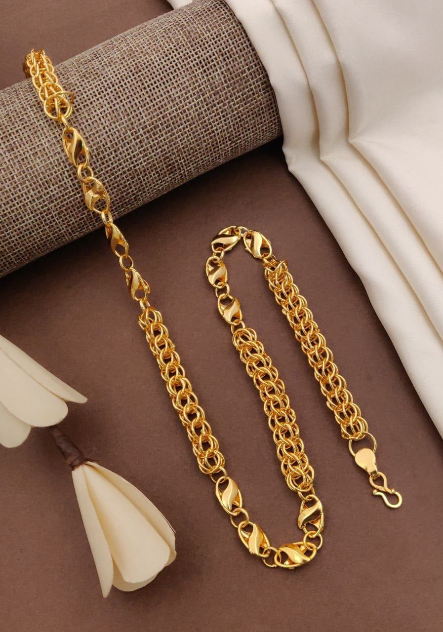 Dual Link Gold-Plated Designer Chain for Men