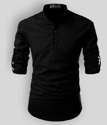 Vida Loca - Black Linen Men's Shirt Style Kurta ( Pack of 1 )