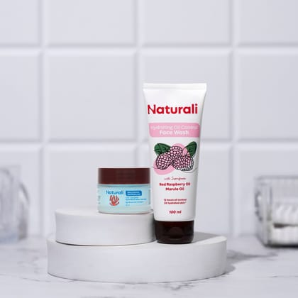 Naturali Oil-Free Hydration Combo - Hydrating Oil Control Face Wash + Aqua Hydrating Gel Moisturiser-100ml+50ml