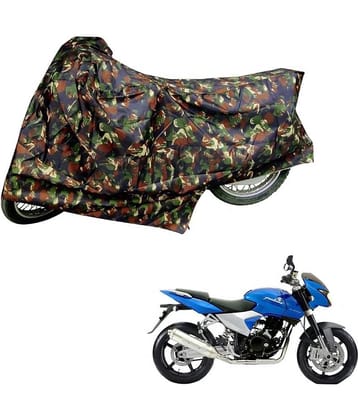 AutoRetail Dust Proof Two Wheeler Polyster Cover for Bajaj Pulsar 150 DTS-i (Mirror Pocket, Jungle Color)