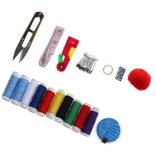 Portable Travel Sewing Kits Box Blue/Red Needle Threads Diy Home Tools