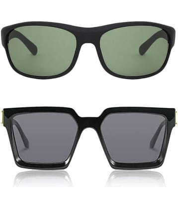 Kanny Devis - Black Rectangular Sunglasses ( Pack of 2 )