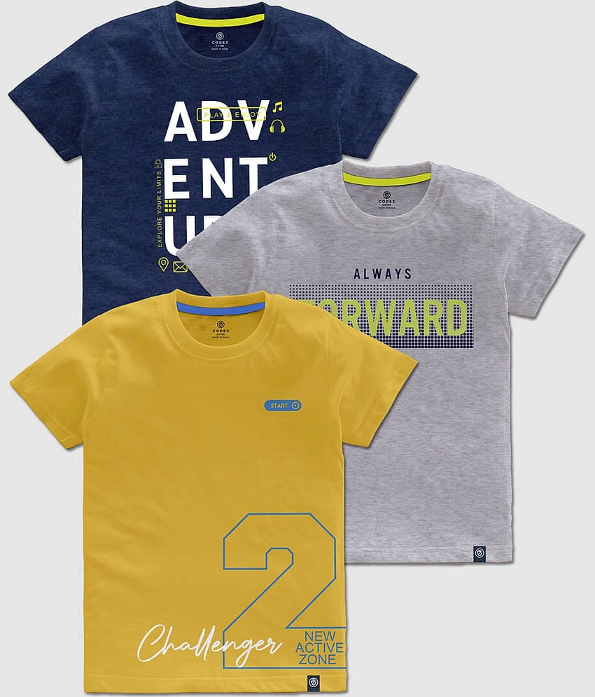 CODEZ Pack of 3 Boys Cotton T-Shirt ( Multicolor )