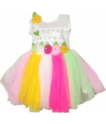 harshvardhanmart.com Net Fit And Flare Dress For Girls ( Pack of 1 , Multicolor )
