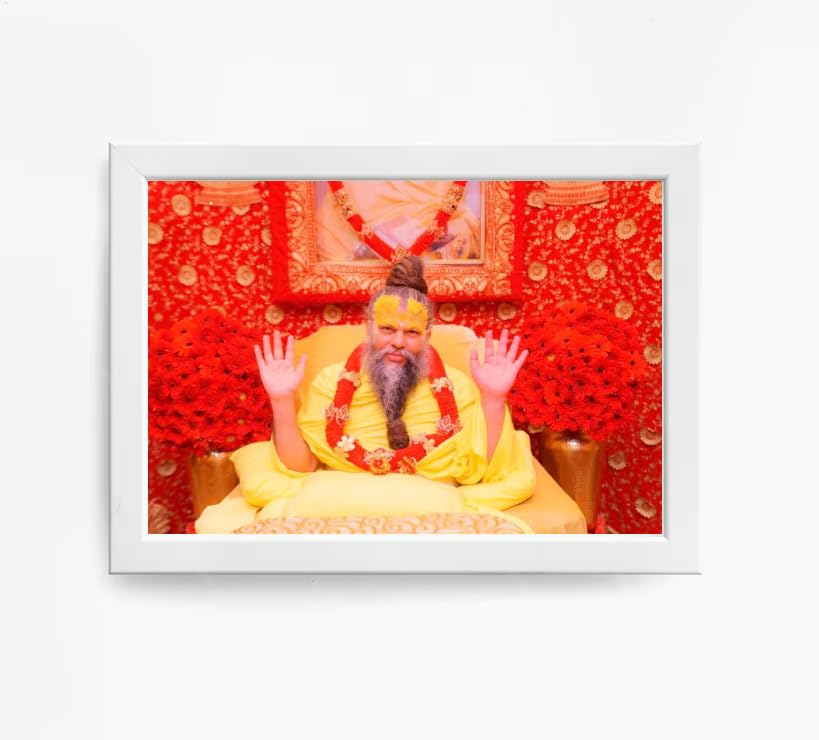 NOKKES Premanand Ji Maharaj White Religious Photo frame 5X7 Inch Photo Frame_WEW31