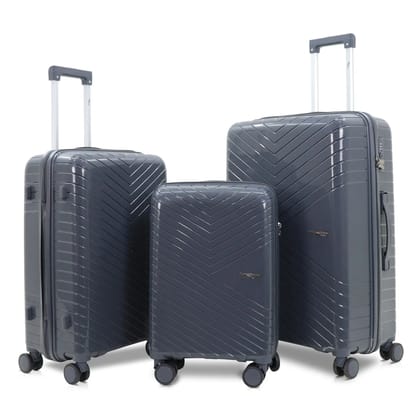 SKYCARRY Specta | Trolley Bag Set of 3 | Durable Hard Shell | TSA Type Lock | Spinner Luggage | 360 Disc Spinner Wheels | Travel Suitcase (3, Smoke Gray, S,M,L)