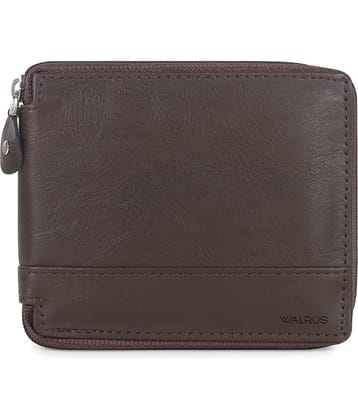 Walrus Faux Leather Solid Men's Two Fold Wallet With 4 Slots For Card ( Brown , Pack of 1 )