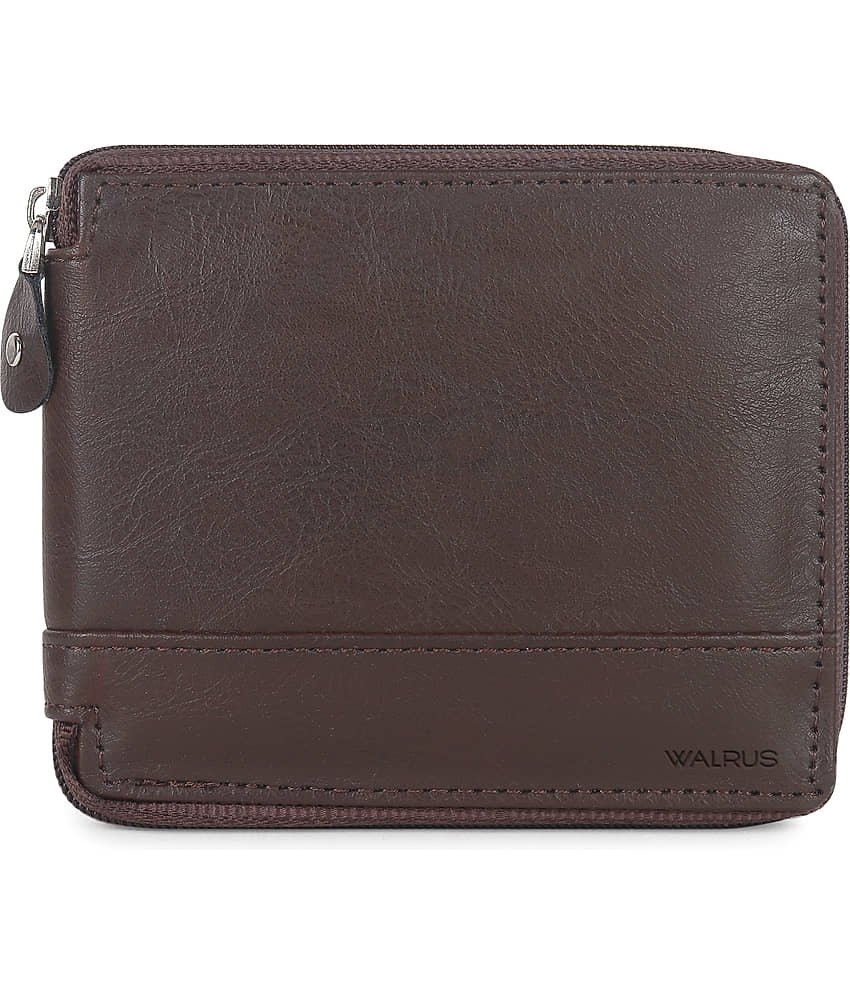 Walrus Faux Leather Solid Men's Two Fold Wallet With 4 Slots For Card ( Brown , Pack of 1 )