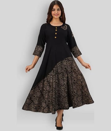 FABRR - Black Rayon Women's Flared Kurti ( Pack of 1 )