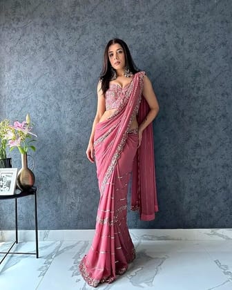 Georgette Saree with Sequin  by SHIV TEXTILES