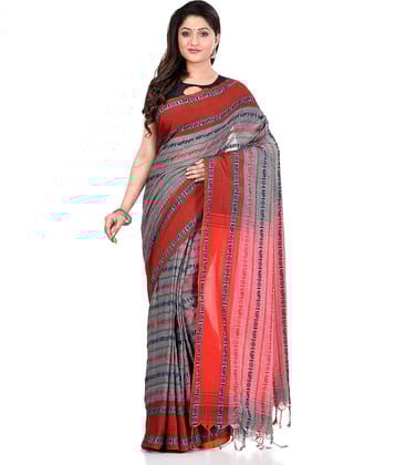 Desh Bidesh Cotton Self Design Saree With Unstitched Blouse Piece ( Grey )
