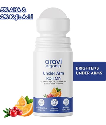 Aravi Organic Under Arm Roll On , 5% AHA 2% Kojic Acid & 1% Mandelic Acid Control Body Odour , 50ml