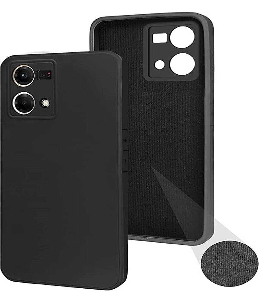 Case Vault Covers - Black Silicon Plain Cases Compatible For Oppo F21 Pro 4G ( Pack of 1 )