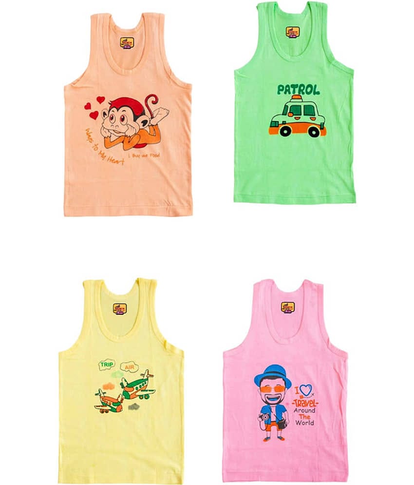 Renox Pack of 4 Boys Cotton Vest ( Multicolor )