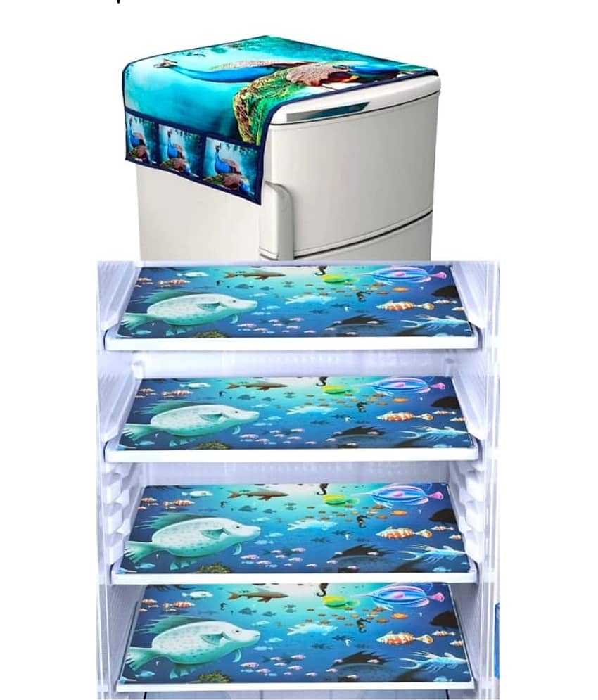 Revexo - PVC Multicolor Fridge Mats ( Pack of 5 )
