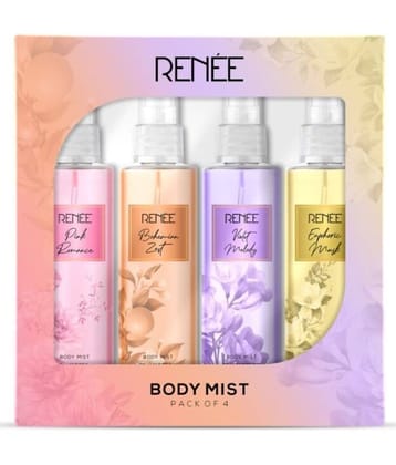 RENEE Body Mist for Women Long Lasting Floral & Fruity Scents, 20ml, Pack of 4