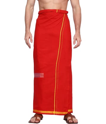 GOWRI TEX Cotton Blend Men's Dhoti Red ( Pack of 1 )