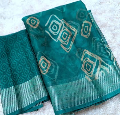 butterfly chiffon Zari woven border Abstract print