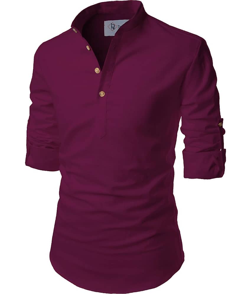 TrendiVastra Magenta Cotton Blend Men's Shirt Style Kurta ( Pack of 1 )