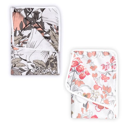 Grey and Peach Leaf Pattern Kids Dohar Blanket Combo Under 04 Years 100% Cotton-Toodler/Infants / Grey and Peach / KTB-GB_2034_EM_4001