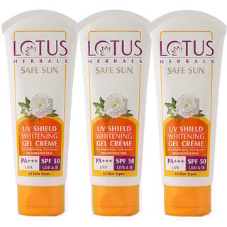 Lotus Herbals Safe Sun Uv Shield Whitening Gel Cream  Spf 50  Pa   Uva  Uvb Protection Non Oily 50G ( Pack Of 3)