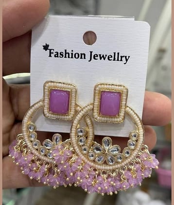 Padmavati Bangles Pink Chandbalis Earrings ( Pack of 1 )