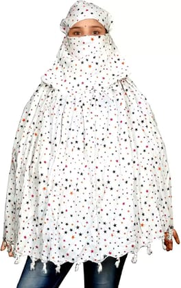 Shiv Textiles Ladies Cotton Scarf White Printed Design Soft Breathable Neck Wrap Headscarf Lightweight Sun Protection Stole Daily Wear Fashion Accessory
