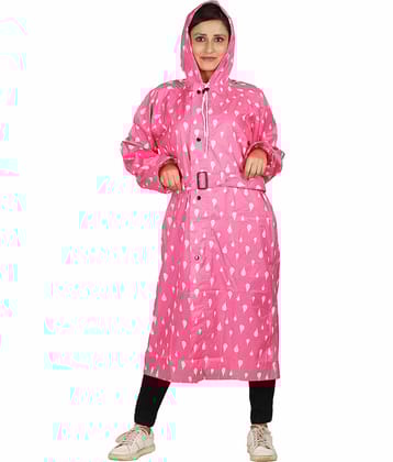 Goodluck Polyester Long Raincoat - Pink