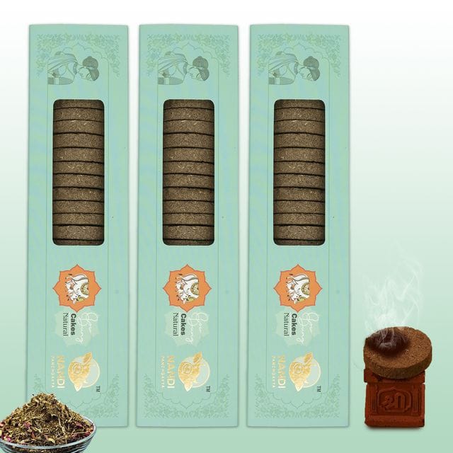 Nandi Air Purifier 100 Percent Desi Cow Dung Cake Kande (63 Pcs) (Natural Fragrance-Pack of 3)