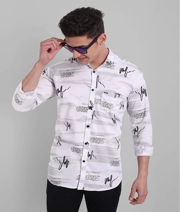 MAJESTIC MAN 100% Cotton Slim Fit Printed Full Sleeves Men's Casual Shirt - White ( Pack of 1 )