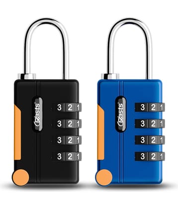 Crasts Luggage Number Lock - 4 Digit Combination Padlocks with a Hardened Steel Shackle - Travel Locks for Suitcases & Bag Number Locks (Blue,Black)