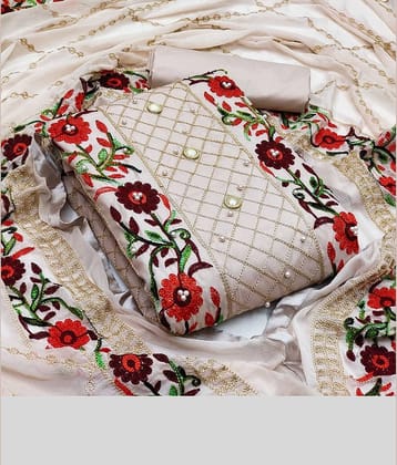 Gazal Fashions - Beige Cotton Blend Dress Material ( Pack of 1 )