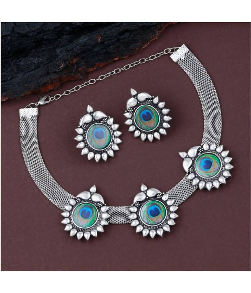 PUJVI - Silver Alloy Necklace Set ( Pack of 1 )