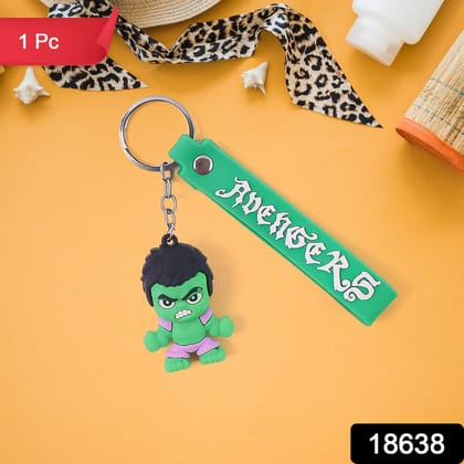 Cute Cartoon Silicone 3D Key Chain with Metal Hook & Strap (Pack of 1)