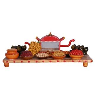 Lepakshi Handicrafts Etikoppaka Saree Set Toy - Handcrafted Traditional Wooden Decor and Gift (Multicolor, 12.5 x 4.5 x 4.5 Inches)