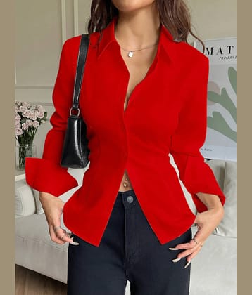 Aahwan Women Solid Polyester Shirt ( Red )