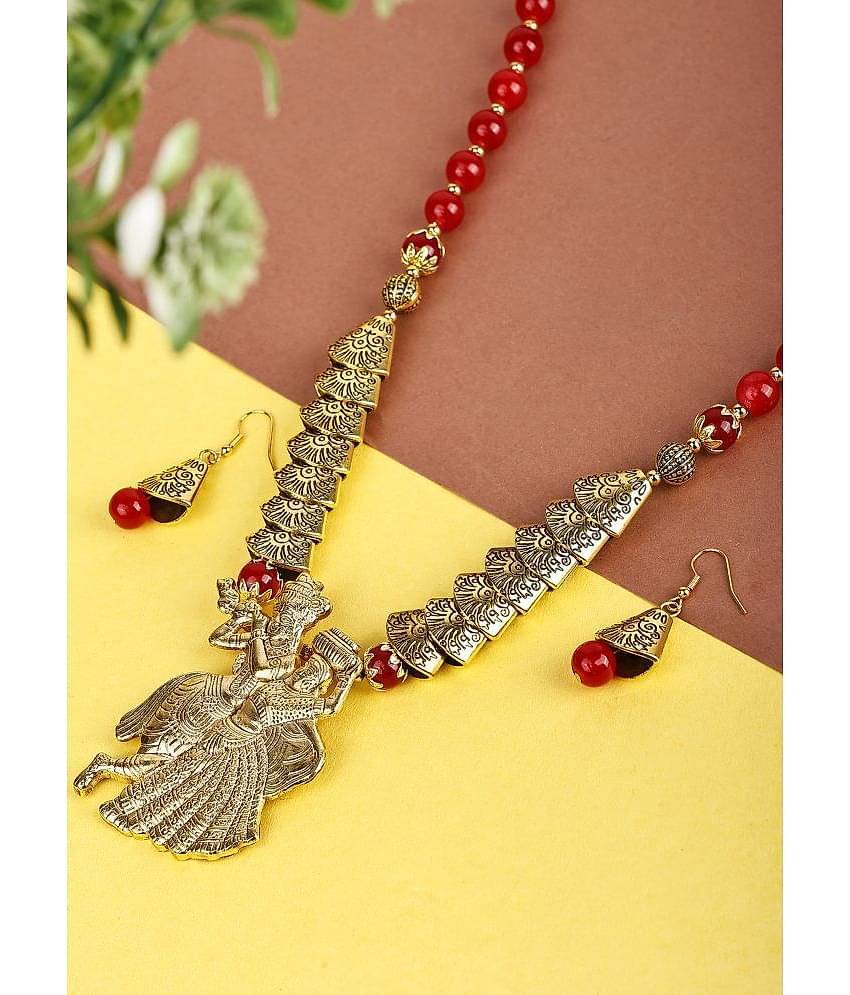 Sunhari Jewels Red Alloy Necklace Set ( Pack of 1 )