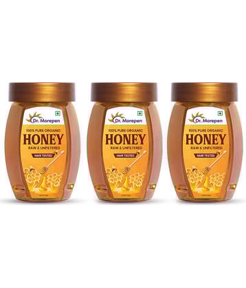 Dr. Morepen 100% Pure Organic Honey Raw & Unfiltered NMR Tested Pack of 3 (750g)